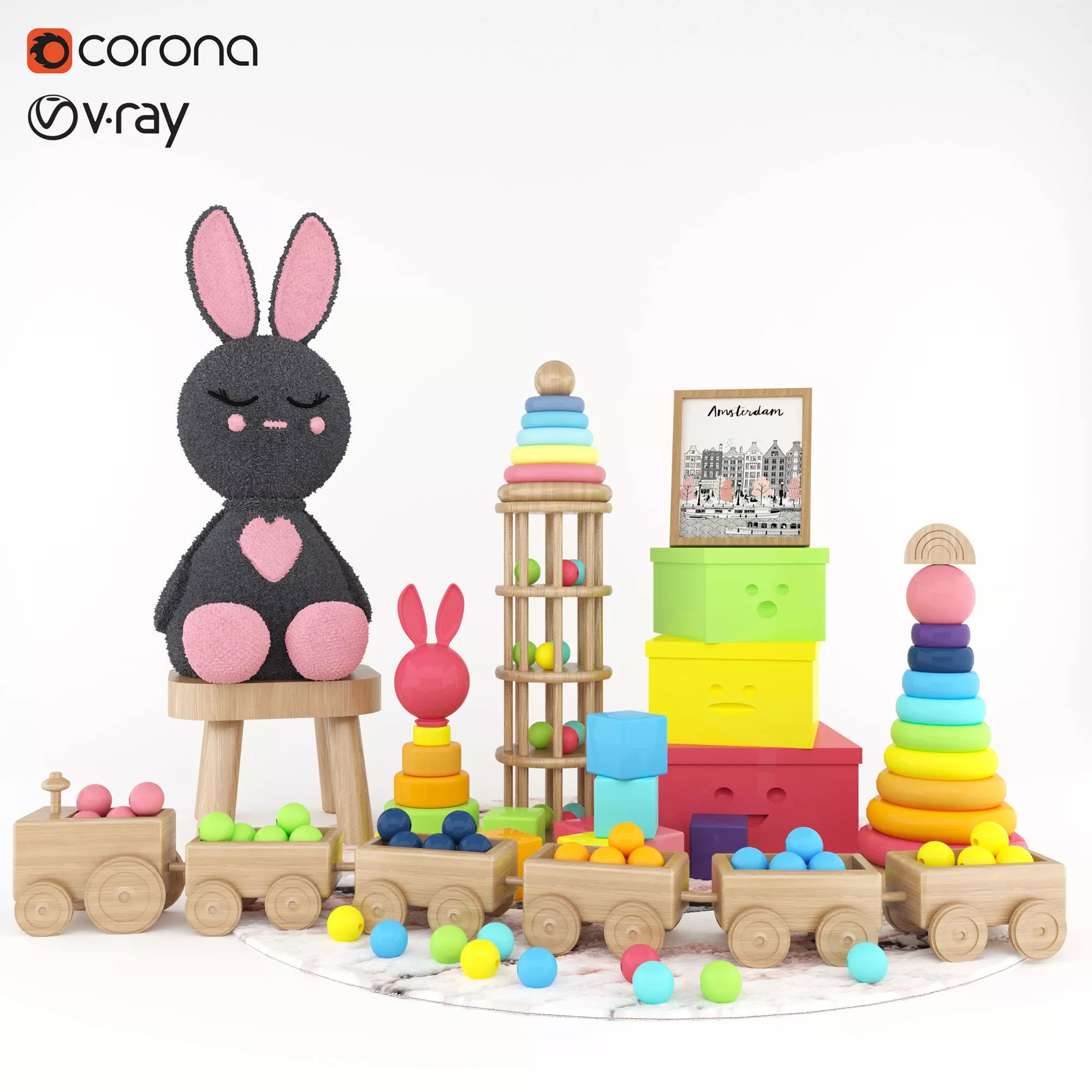 Kids toys set 3D model