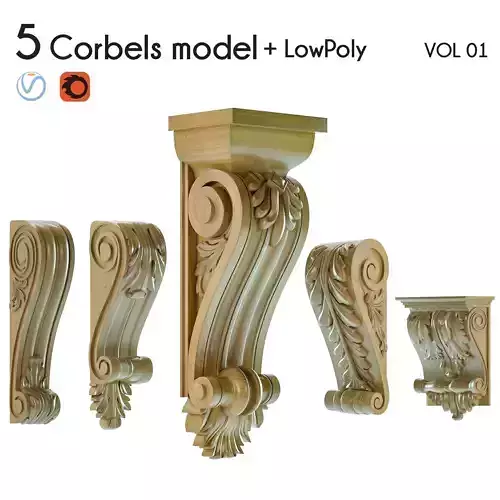 5 Corbels model - LowPoly  Vol 1