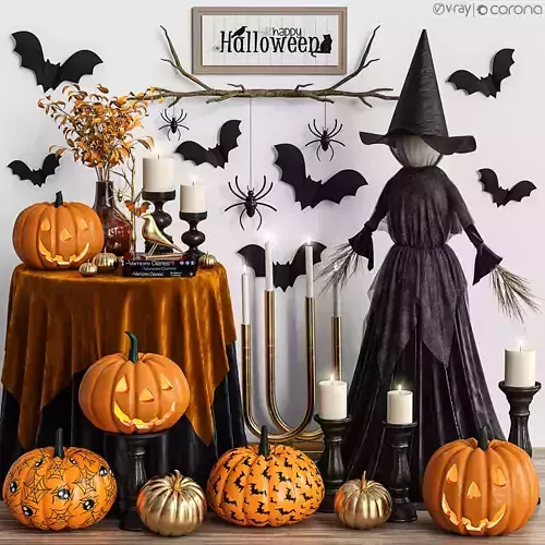 Decoration set for Halloween 01 3D model
