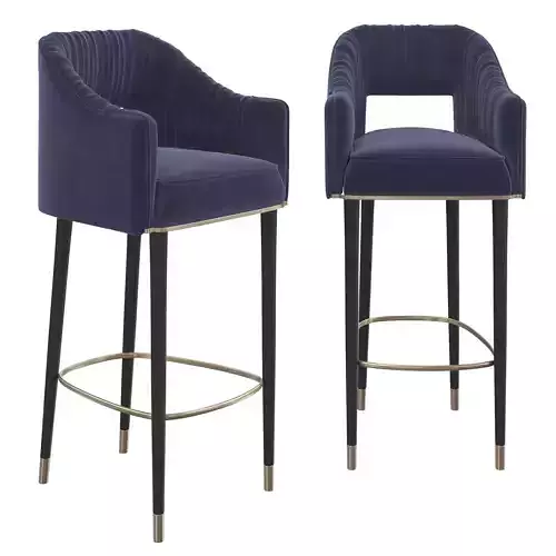 Modern Velvet Counter Height Bar Stool with Footrest