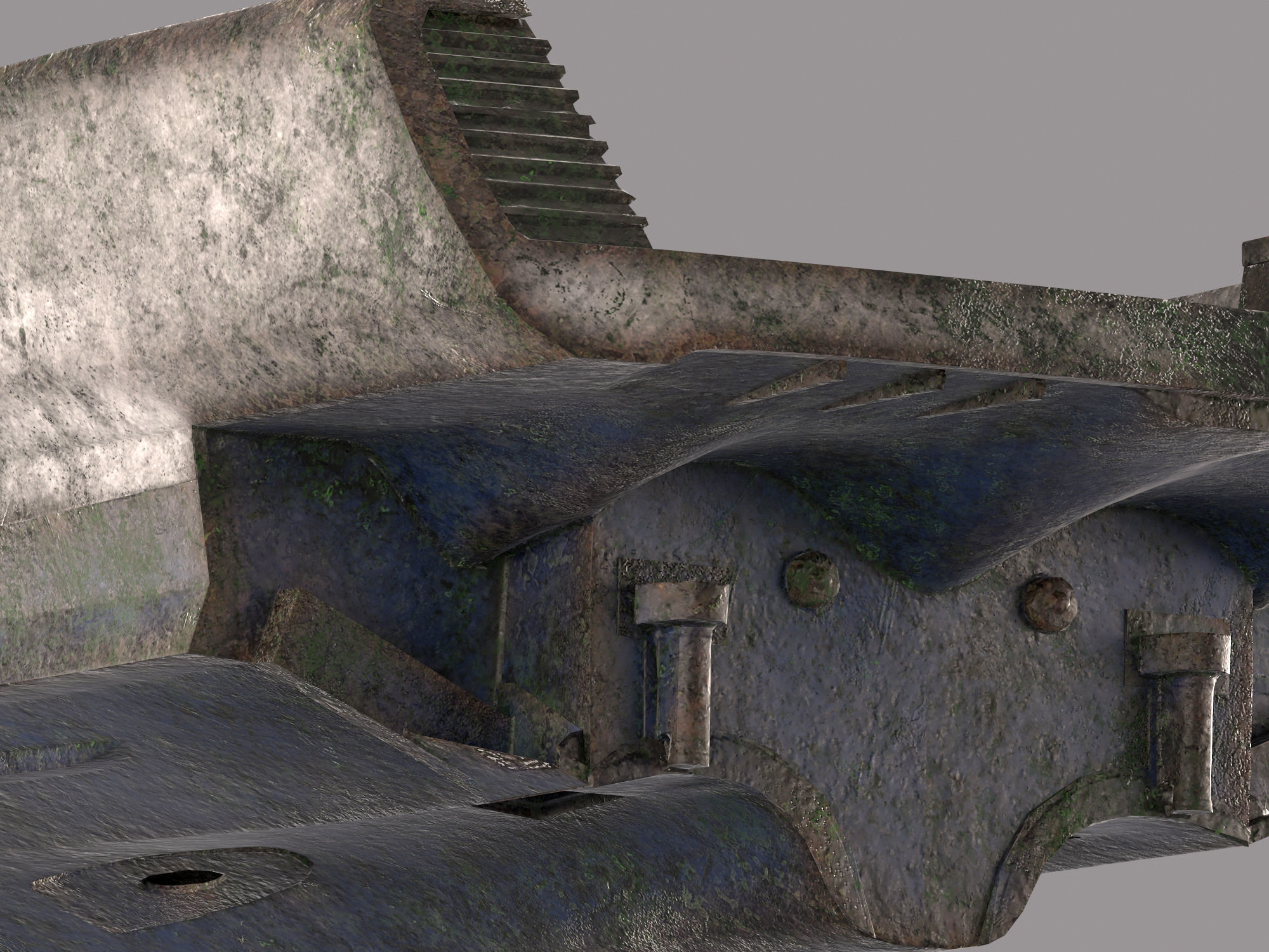 Yacht hull clean and ruined Low-poly 3D model_10