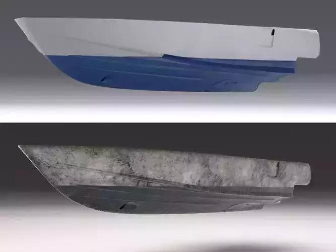 Yacht hull clean and ruined Low-poly 3D model