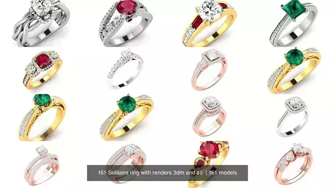161 Solitaire ring with renders 3dm  3D Model Collection