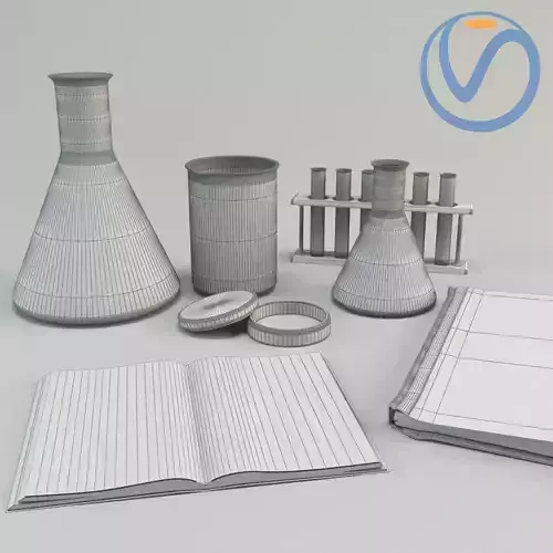chemistrey laboratory equipment and notebook