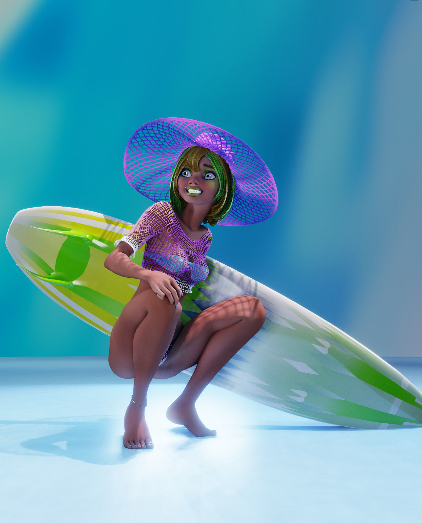 Monette Taida Rigged Female Blender Character 3D model_22