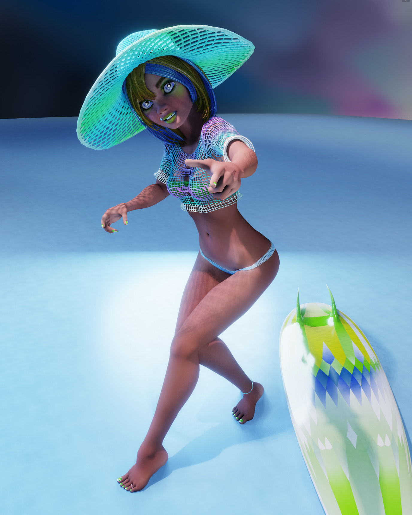 Monette Taida Rigged Female Blender Character 3D model_15