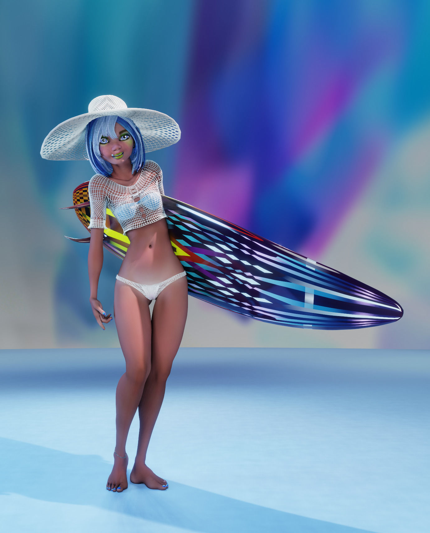 Monette Taida Rigged Female Blender Character 3D model_5