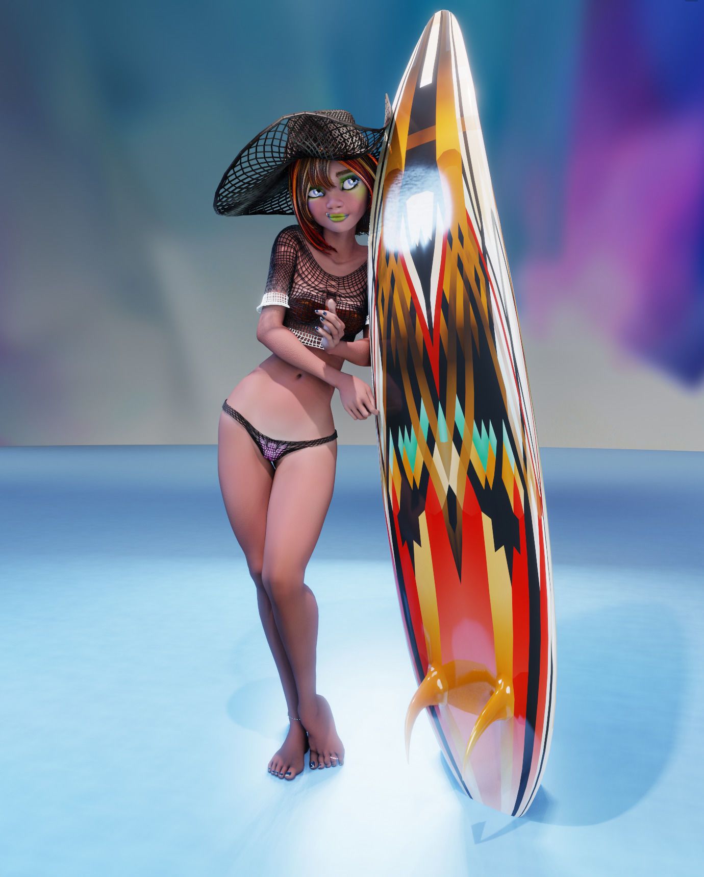 Monette Taida Rigged Female Blender Character 3D model_9