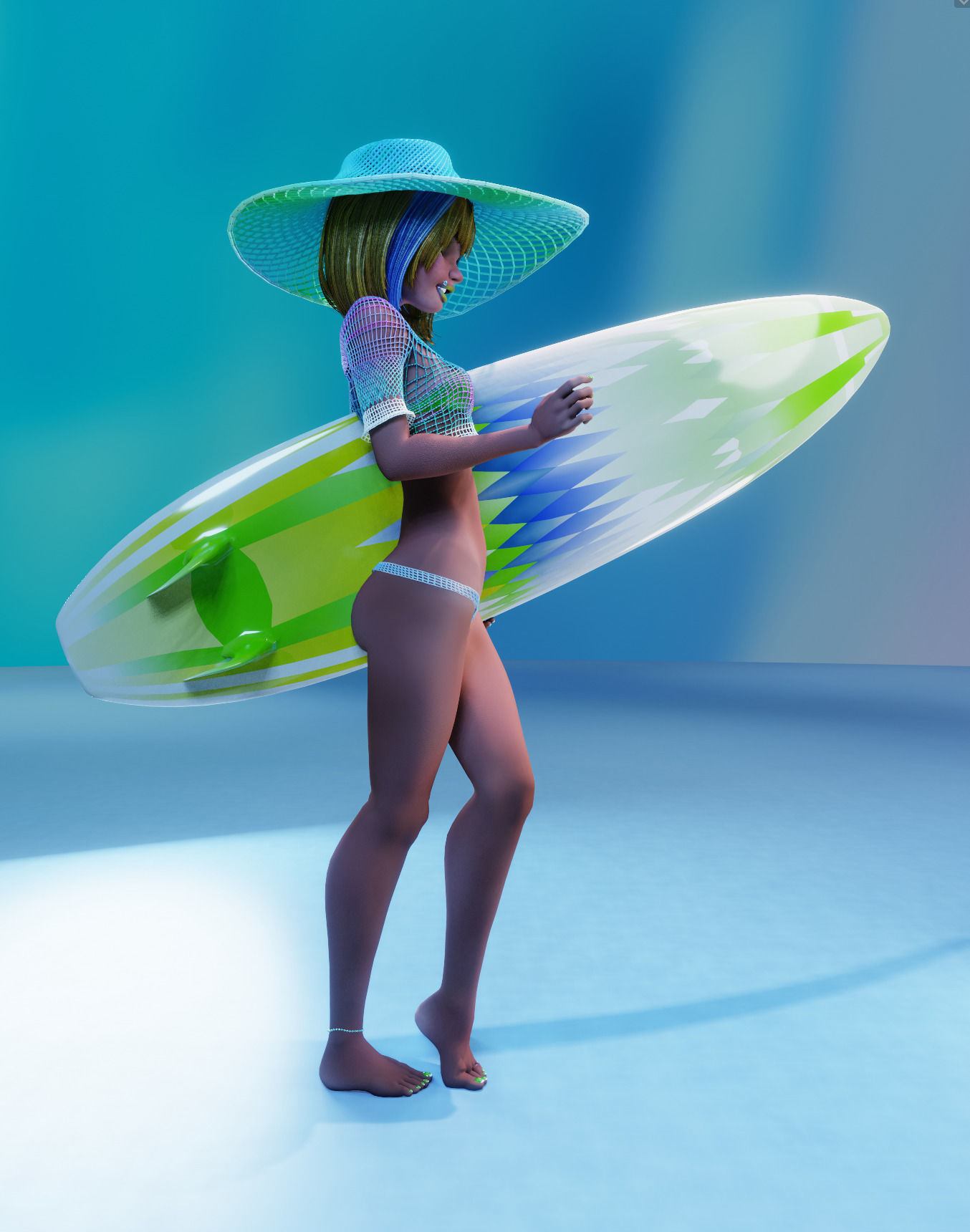 Monette Taida Rigged Female Blender Character 3D model_4