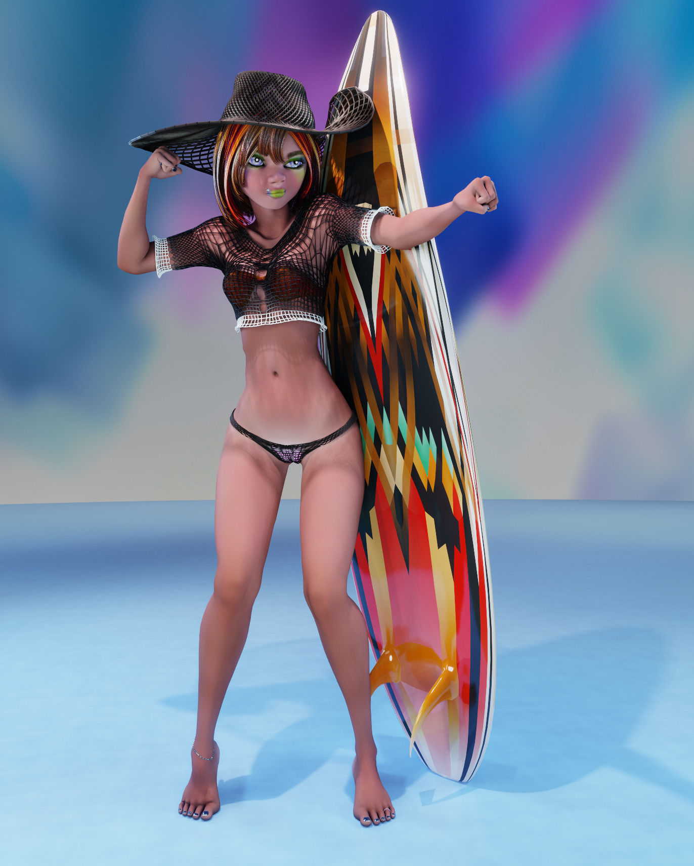 Monette Taida Rigged Female Blender Character 3D model_12