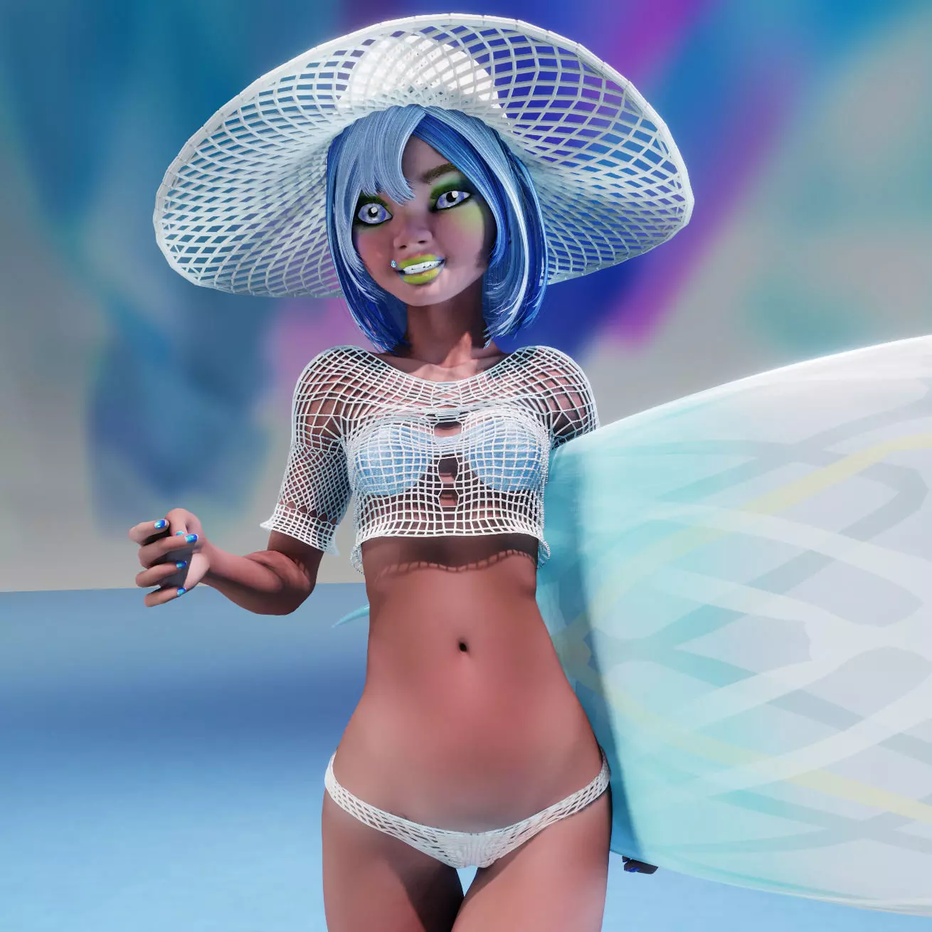 Monette Taida Rigged Female Blender Character 3D model_0