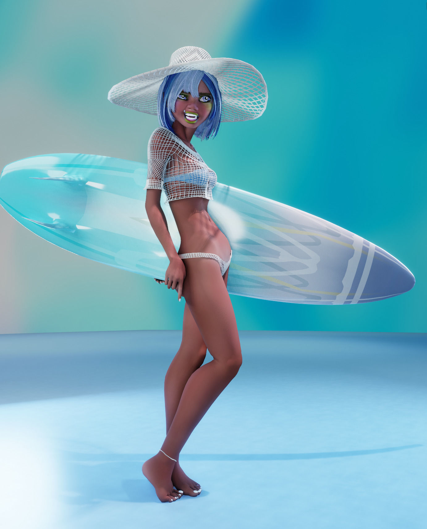 Monette Taida Rigged Female Blender Character 3D model_7