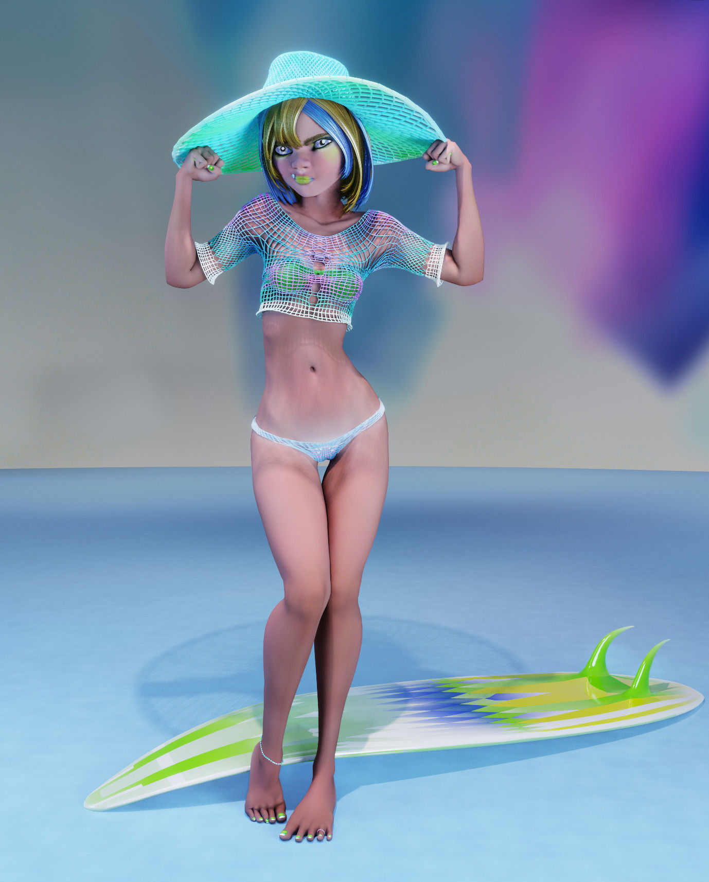 Monette Taida Rigged Female Blender Character 3D model_6