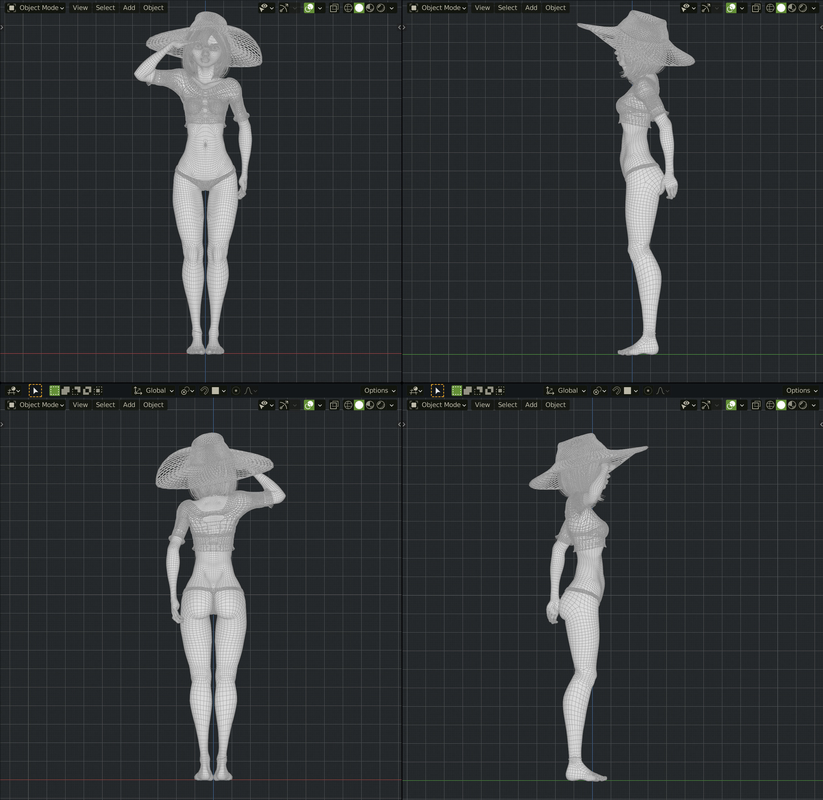 Monette Taida Rigged Female Blender Character 3D model_32