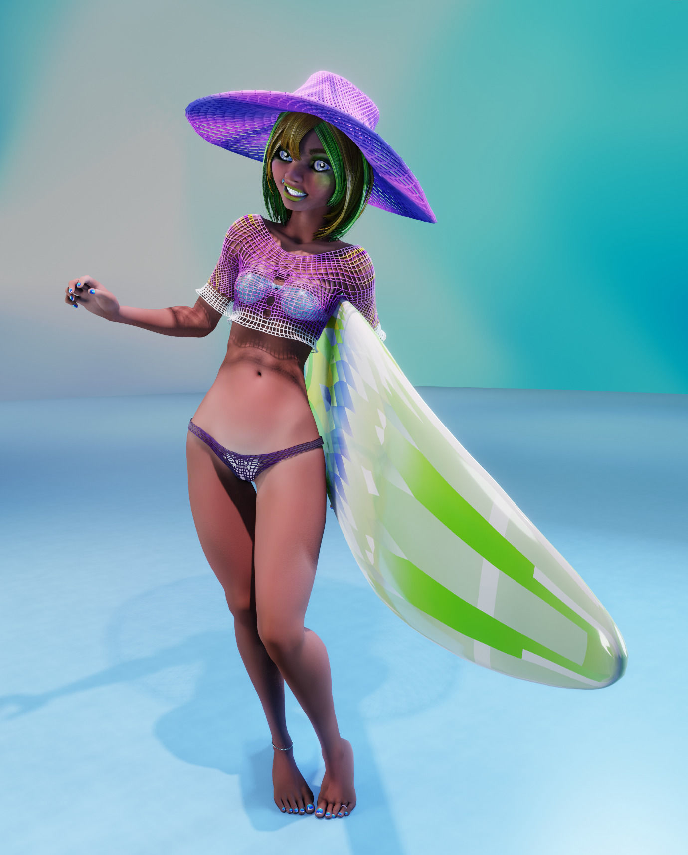 Monette Taida Rigged Female Blender Character 3D model_25