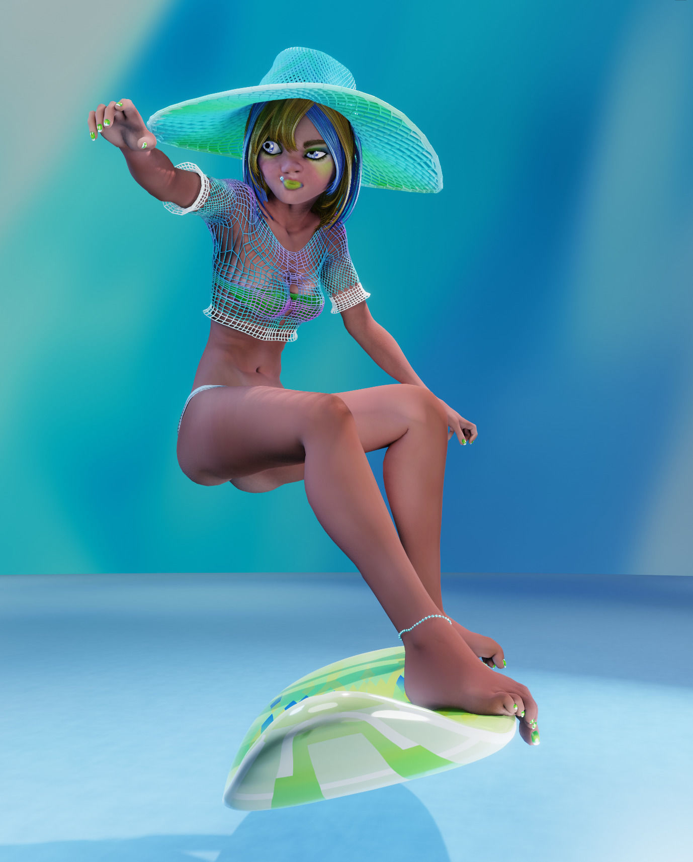 Monette Taida Rigged Female Blender Character 3D model_18