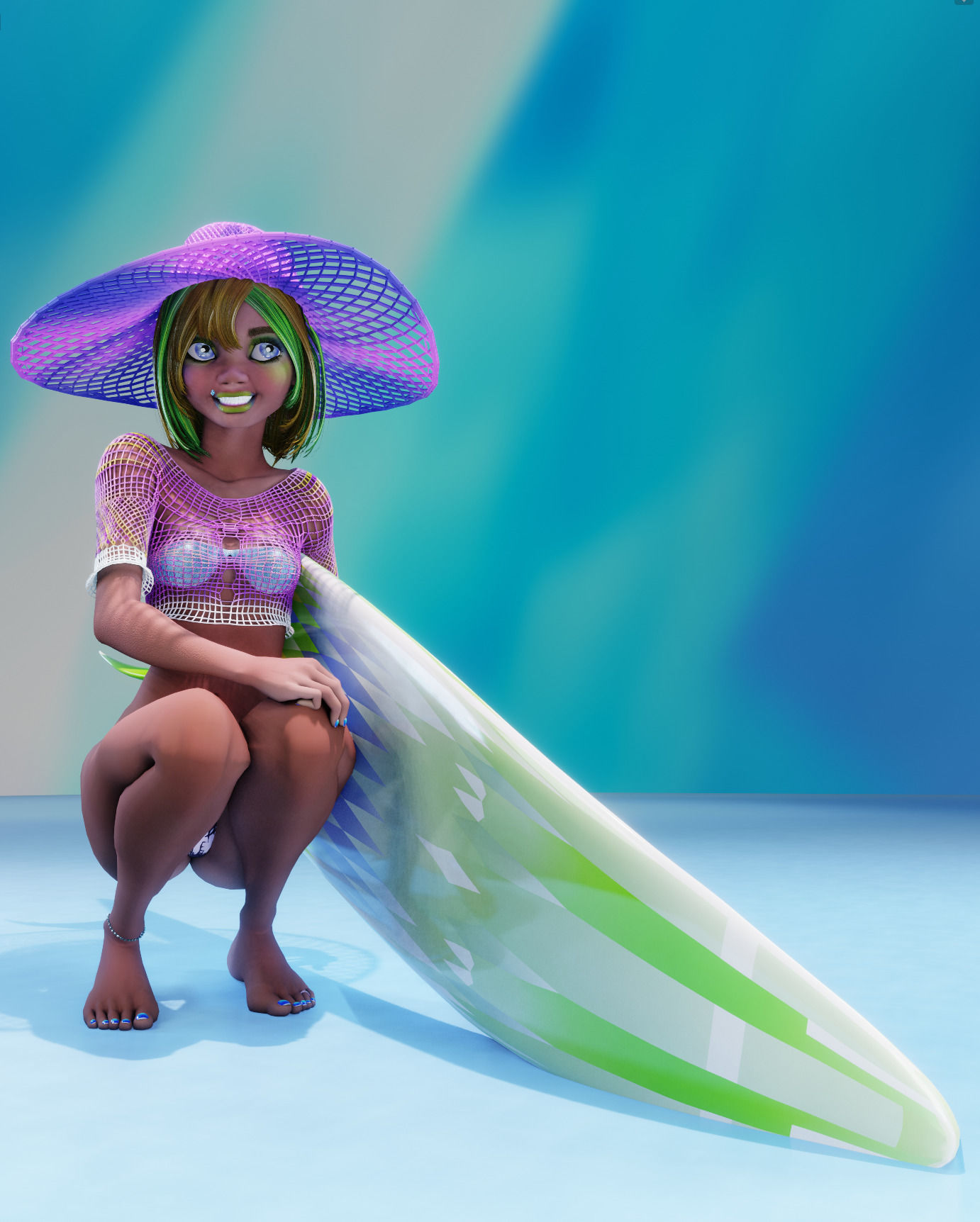 Monette Taida Rigged Female Blender Character 3D model_23