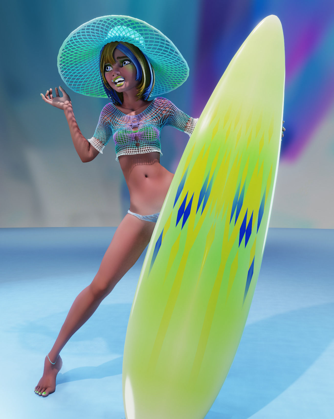 Monette Taida Rigged Female Blender Character 3D model_10