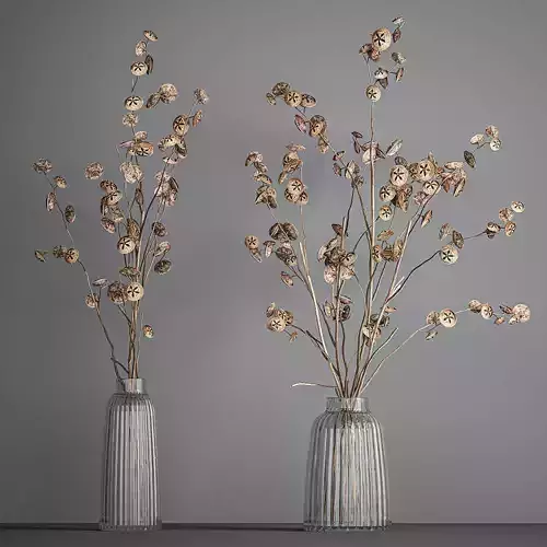 Bouquet of dried branches in a glass vase 184