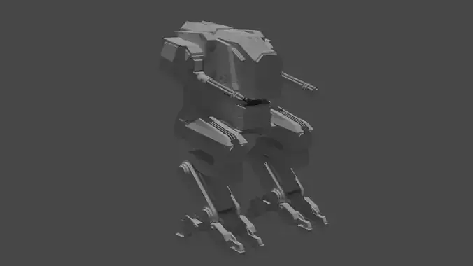 Low poly  military robot