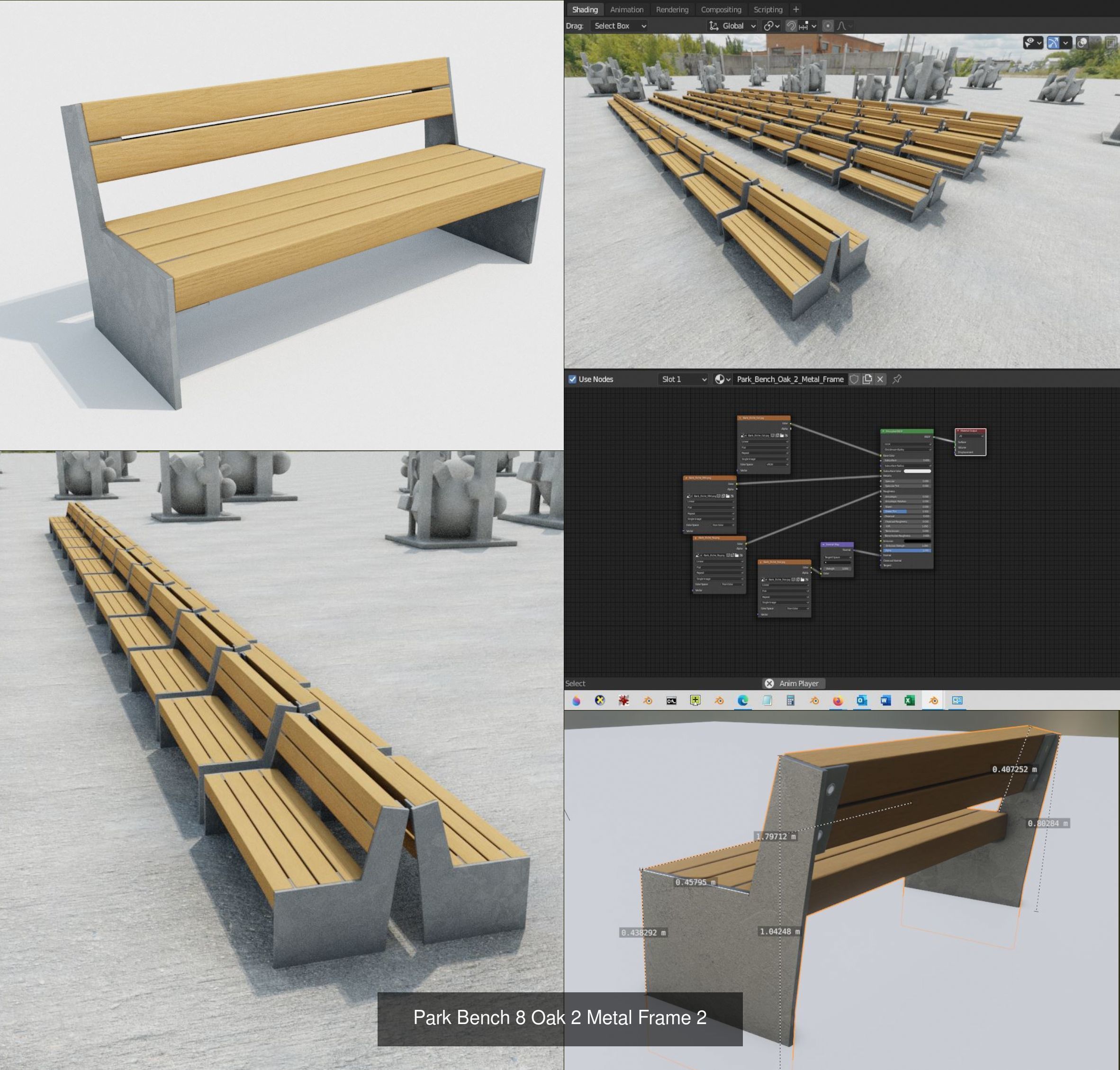 Large Park Bench Package 3D Model Collection_27