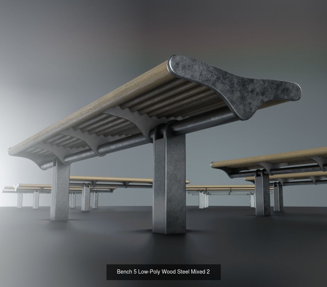 Large Park Bench Package 3D Model Collection_6