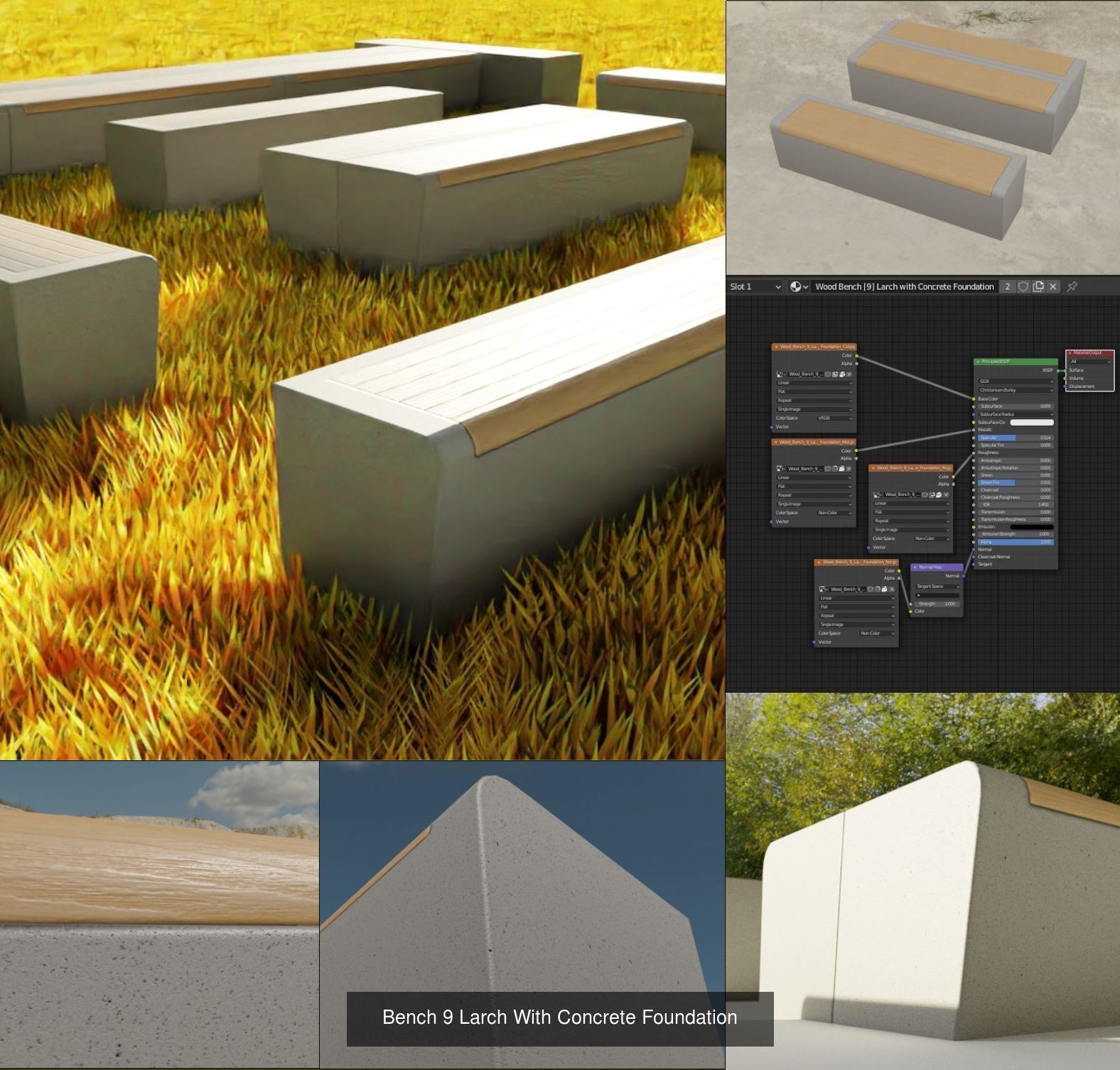 Large Park Bench Package 3D Model Collection_31