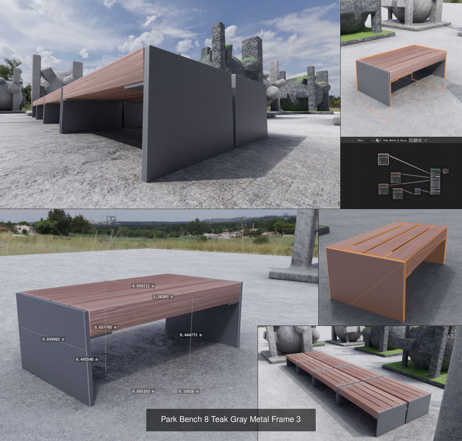 Large Park Bench Package 3D Model Collection_25