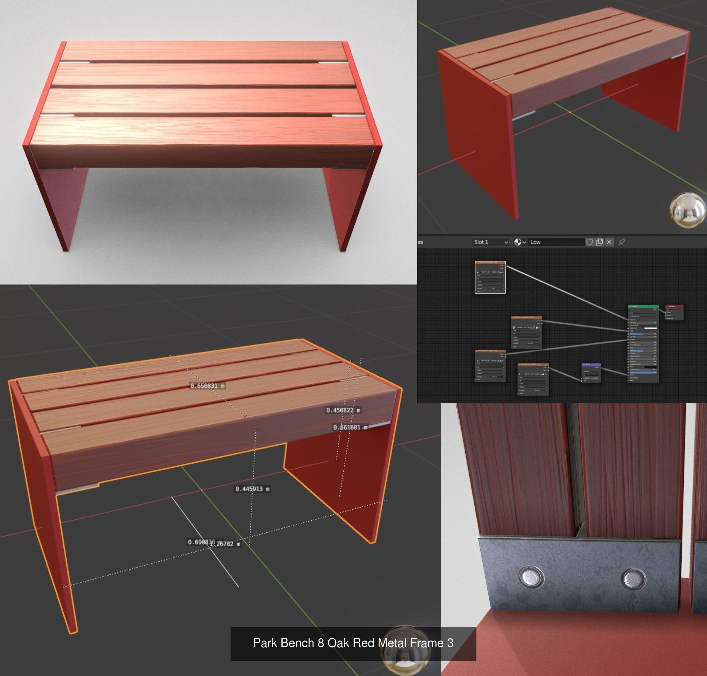 Large Park Bench Package 3D Model Collection_23