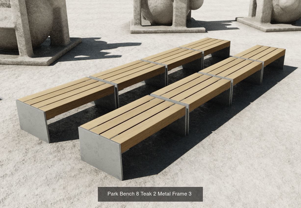 Large Park Bench Package 3D Model Collection_26