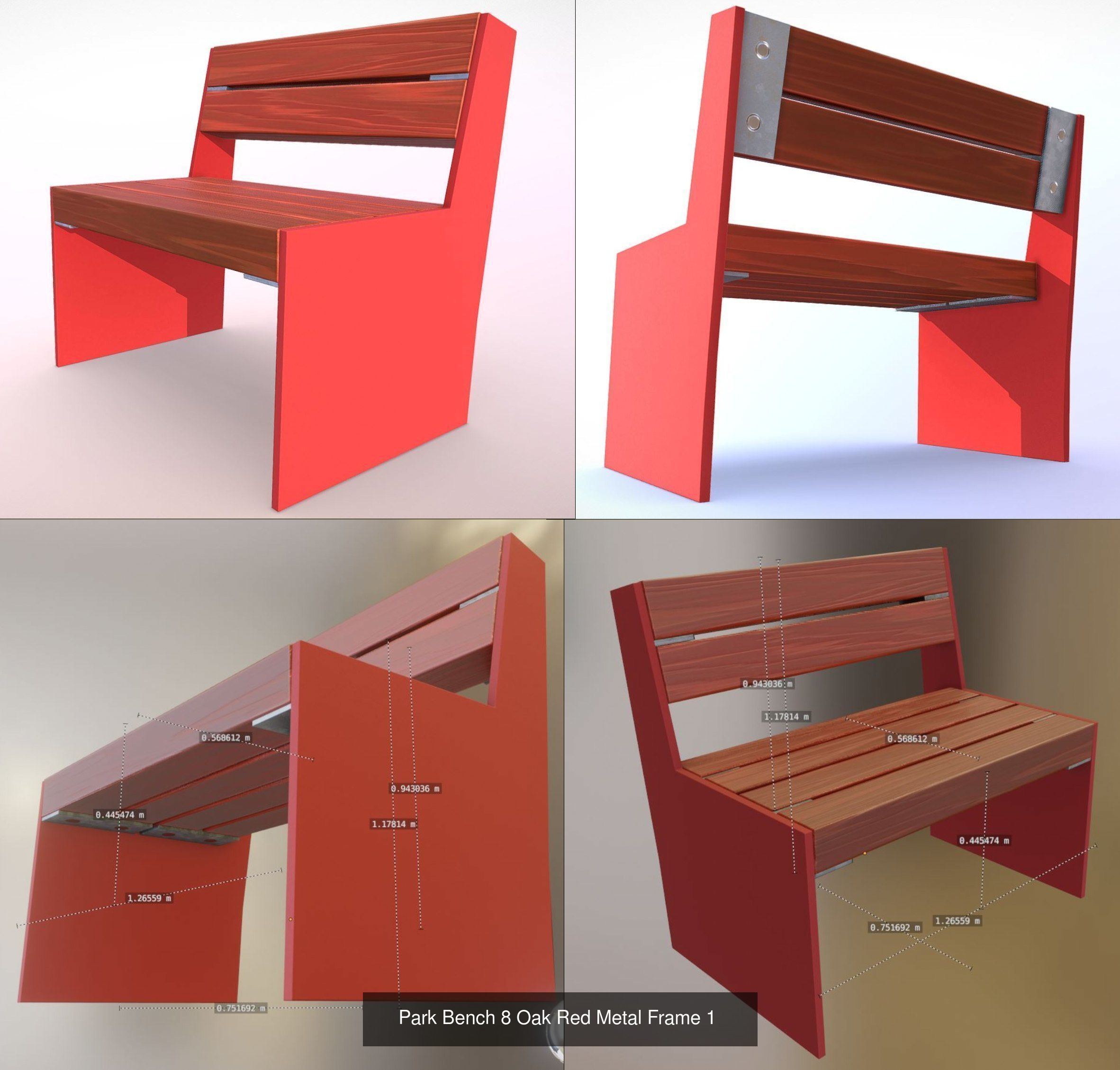 Large Park Bench Package 3D Model Collection_22