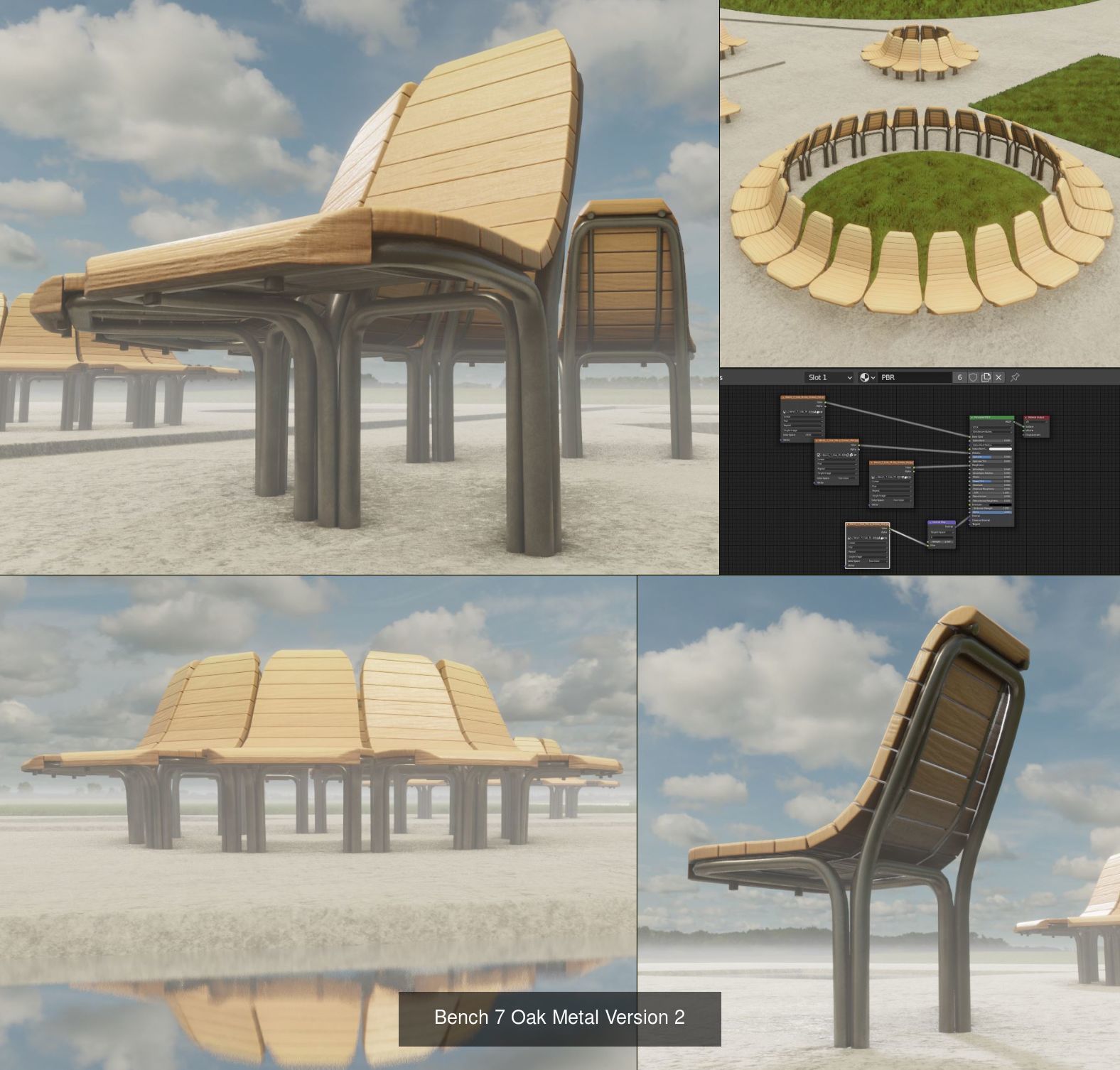 Large Park Bench Package 3D Model Collection_7