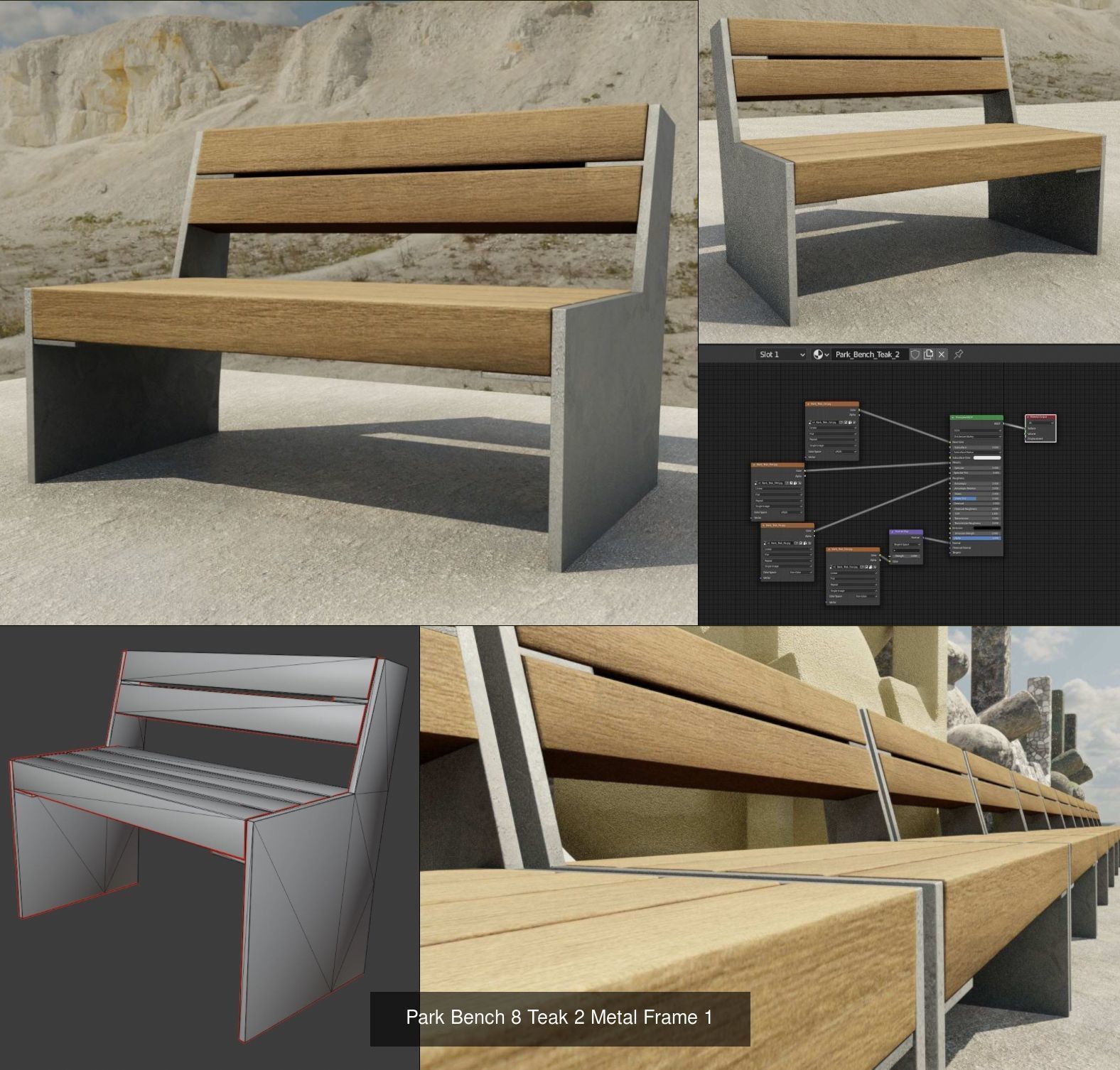 Large Park Bench Package 3D Model Collection_28