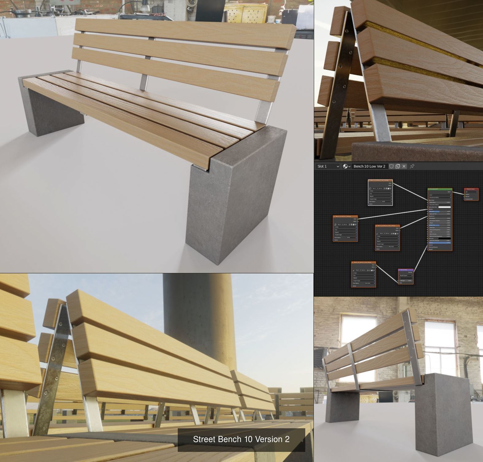 Large Park Bench Package 3D Model Collection_33