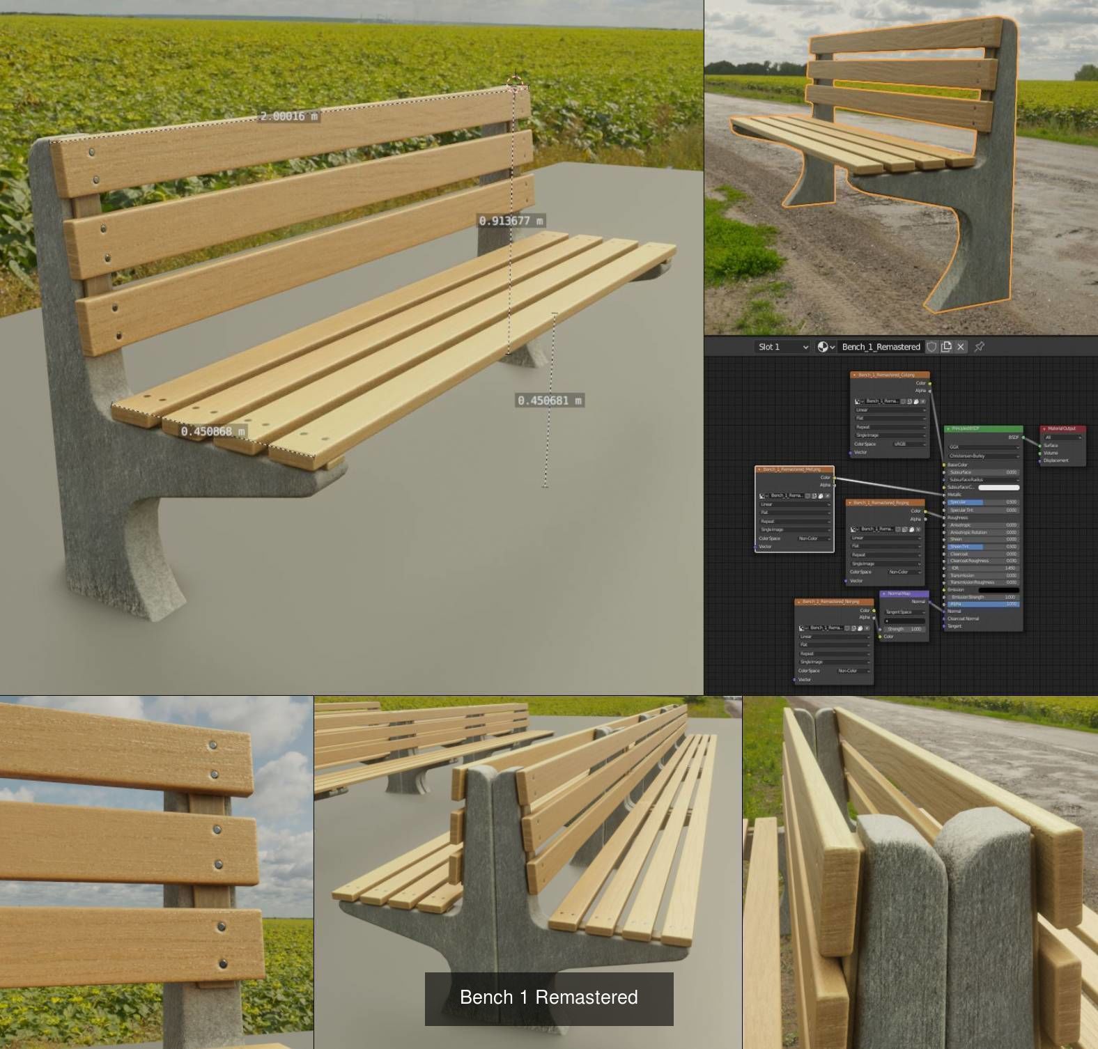 Large Park Bench Package 3D Model Collection_29