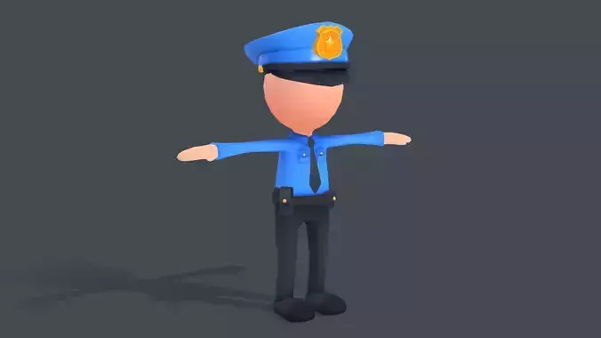 Low Poly Game Ready Stickman cartoon policeman