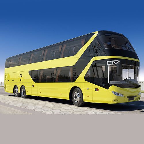 Double-Decker double decker bus on road 3D model
