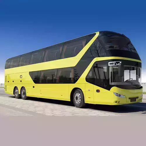 Double-Decker double decker bus on road 3D model