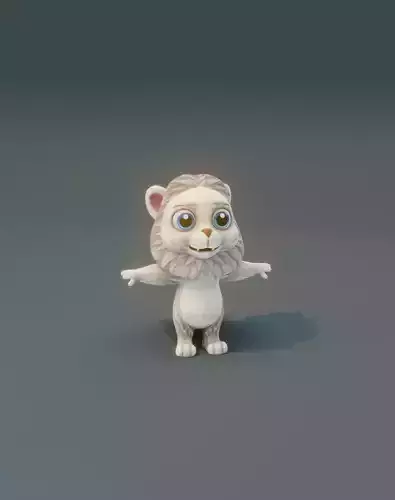 Cartoon White Lion Rigged 3D Model Low-poly 3D model