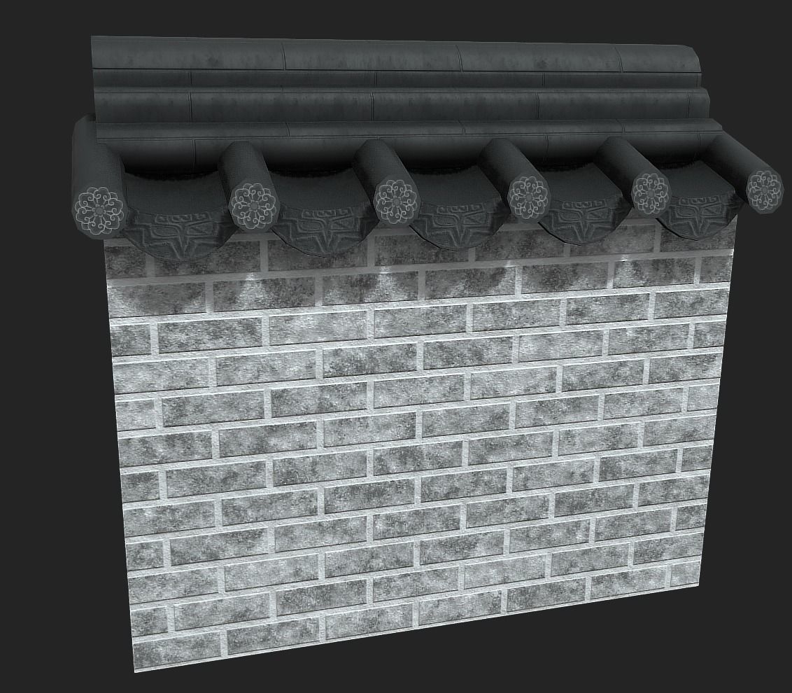 Korean Traditional Hanok Wall 01 Low-poly 3D model_1