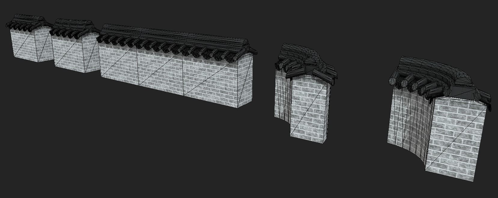 Korean Traditional Hanok Wall 01 Low-poly 3D model_6