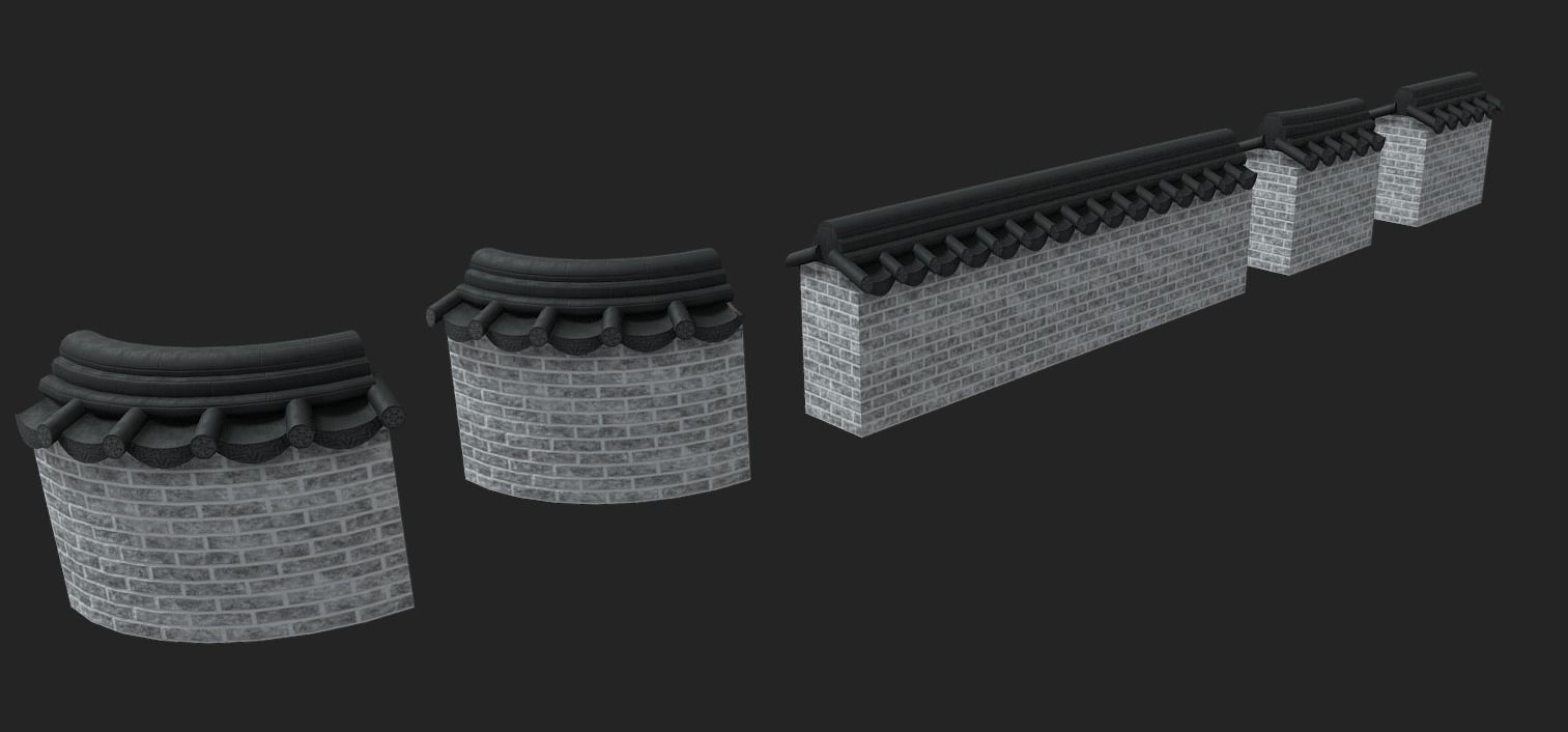 Korean Traditional Hanok Wall 01 Low-poly 3D model_5