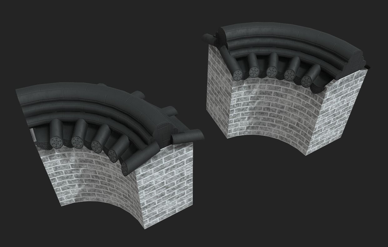 Korean Traditional Hanok Wall 01 Low-poly 3D model_4