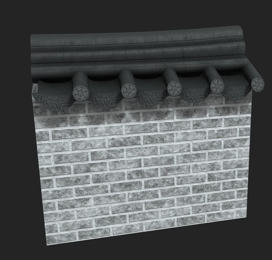 Korean Traditional Hanok Wall 01 Low-poly 3D model_2