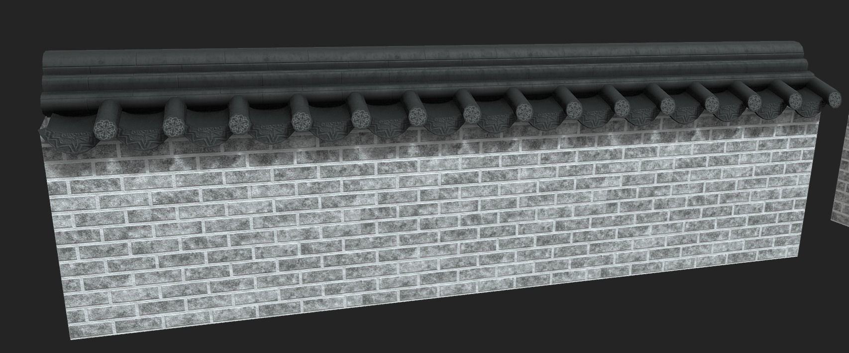 Korean Traditional Hanok Wall 01 Low-poly 3D model_3
