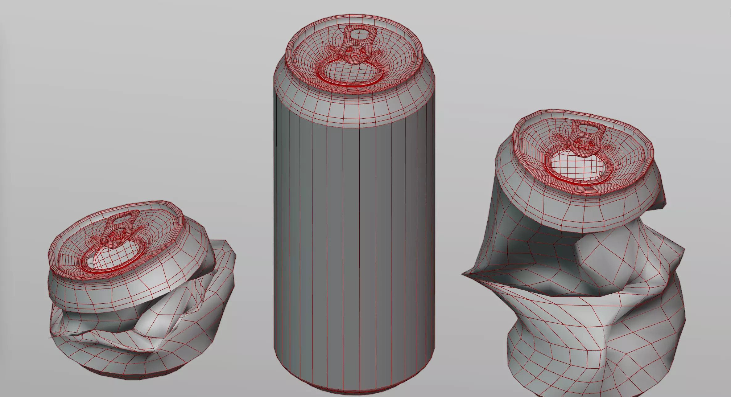 Can of beer and an empty crumpled cans 3D model_0
