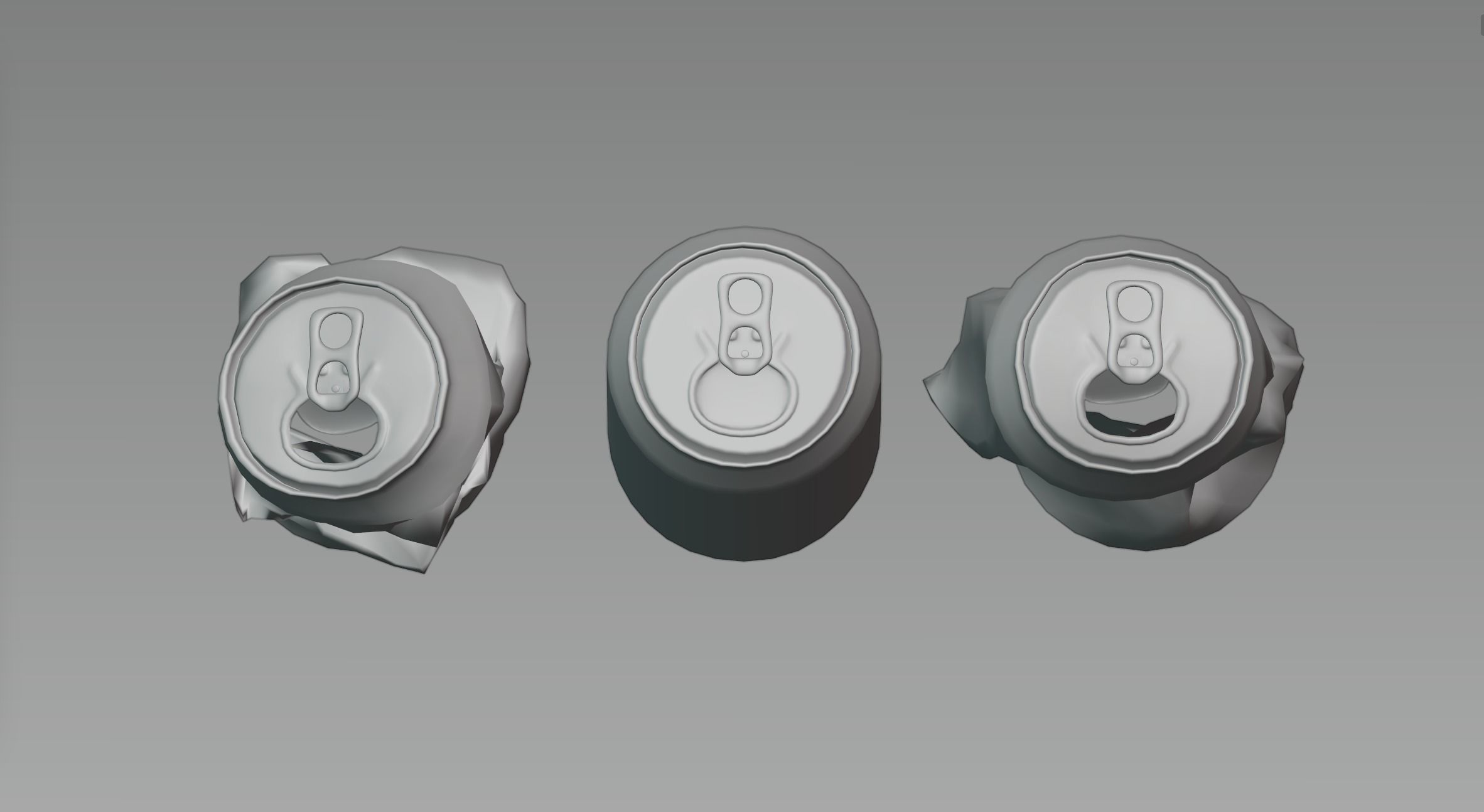 Can of beer and an empty crumpled cans 3D model_3