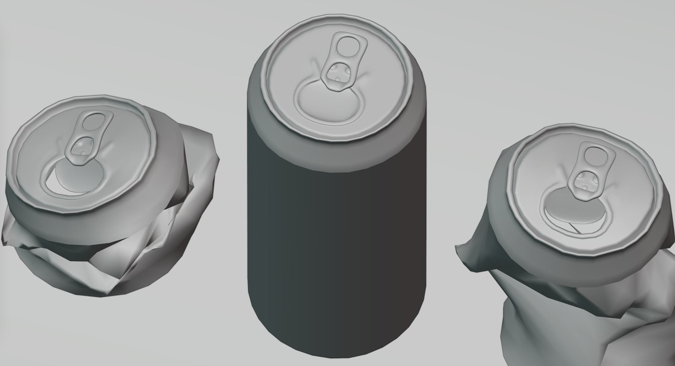 Can of beer and an empty crumpled cans 3D model_4