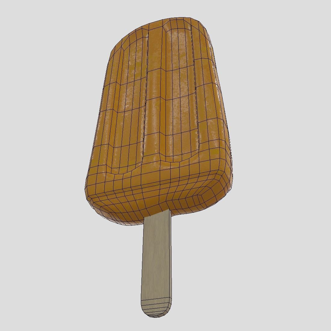 Popsicle 4 orange ice cream on stick Low-poly 3D model_10