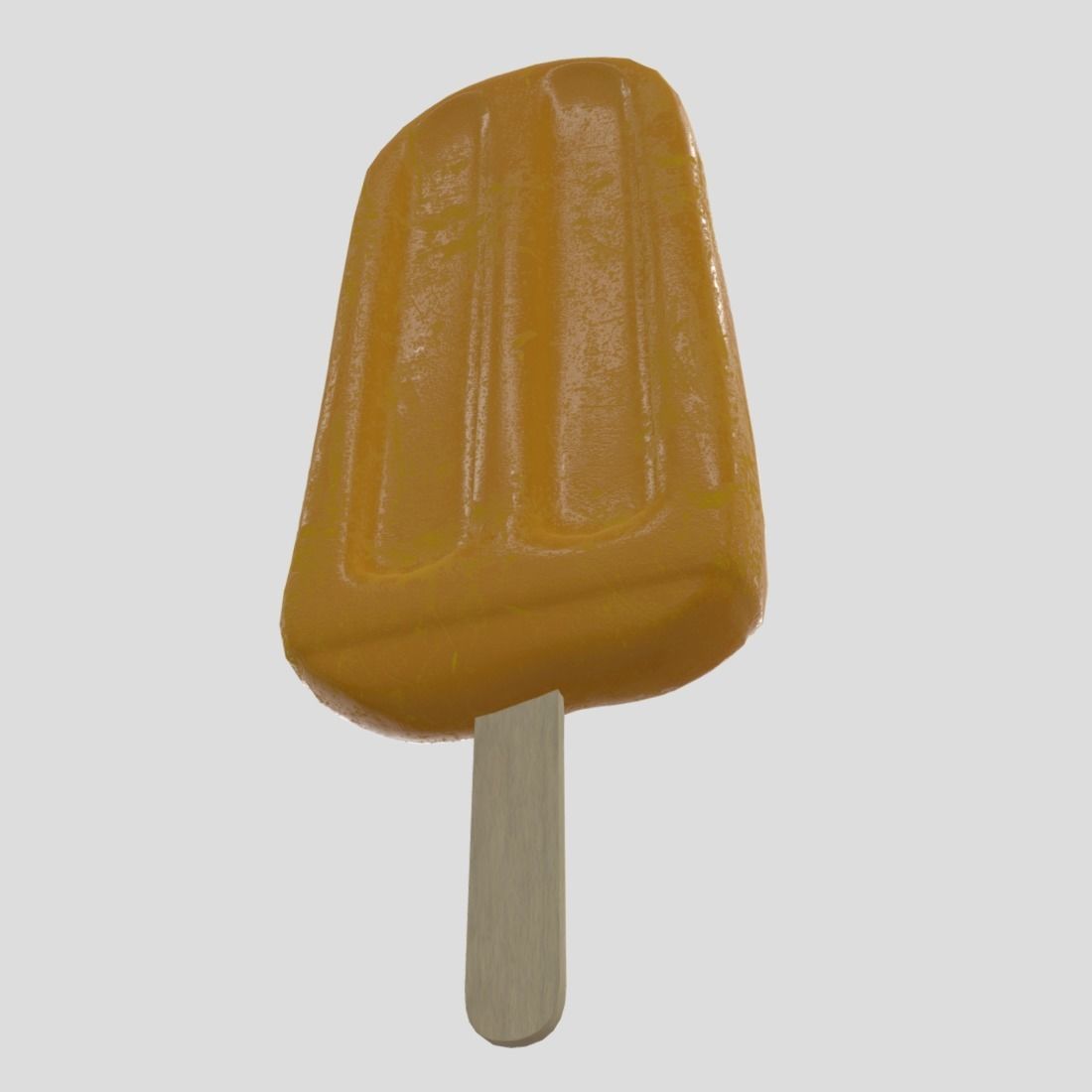 Popsicle 4 orange ice cream on stick Low-poly 3D model_9